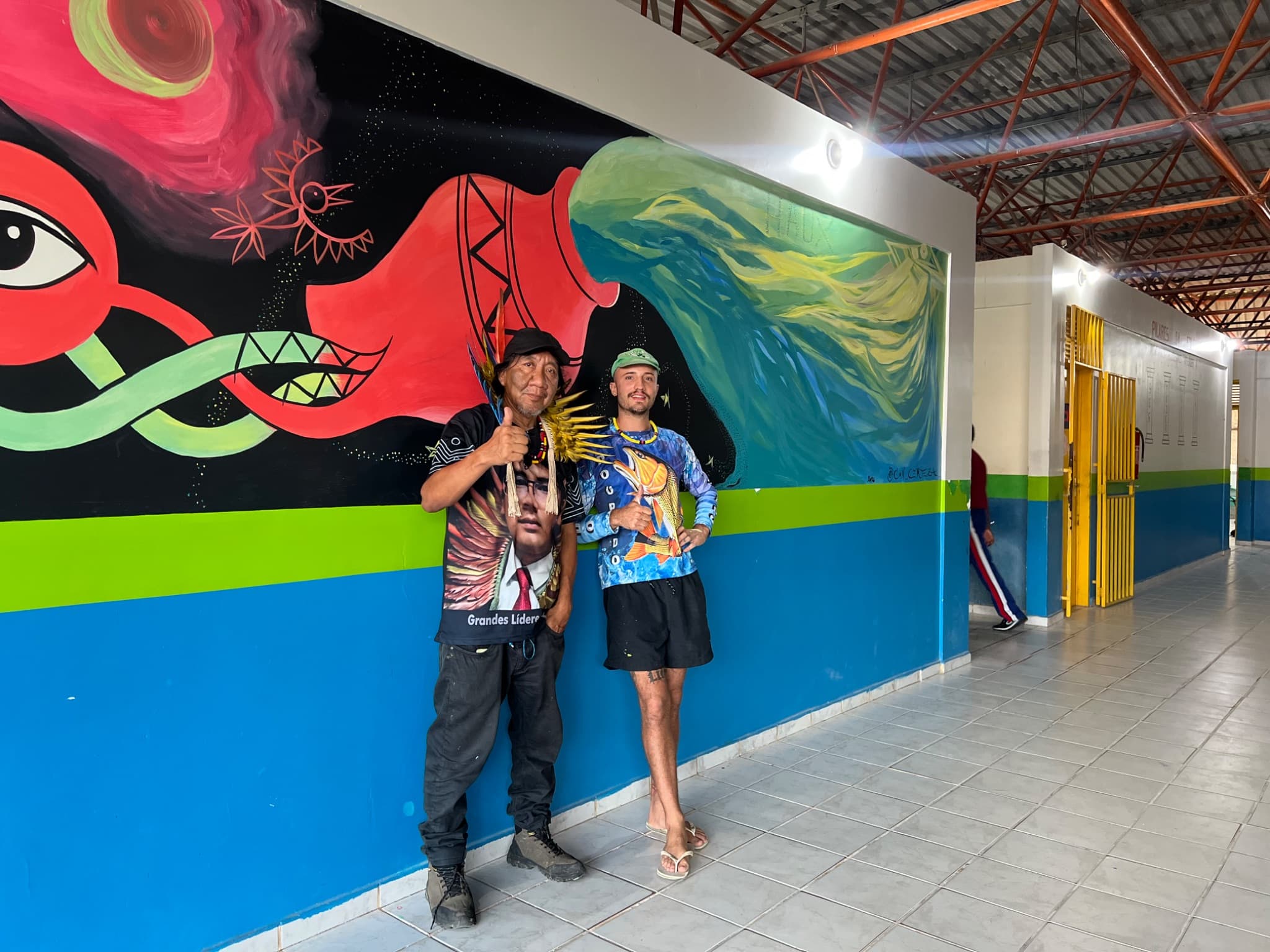 Mural, Normandia school, indigenous week, Roraima